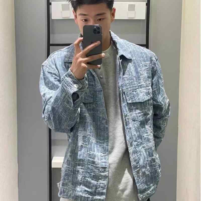 デニムジャケット 男性用 ブルゾン ウォッシュ加工 長袖 トップス Gジャン 切り替え 秋物 アウター カジュアル