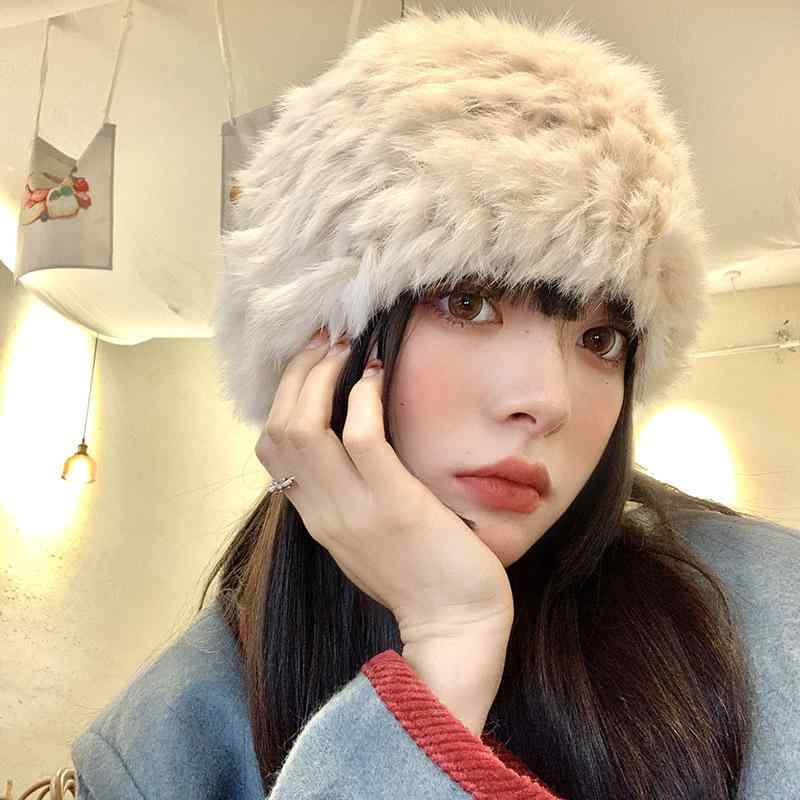 帽子 秋冬 ニット帽 レディース 防寒 暖かい 真 兎 ファー 編み込み 小顔効果 伸縮性 かわいい おしゃれ2