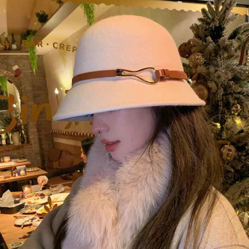 帽子 レディース 秋冬 ヘップバーン風 高級感 小顔効果 フィッシャーマンハット ウール フェルト ハット 丸型 レトロ バケットハット2