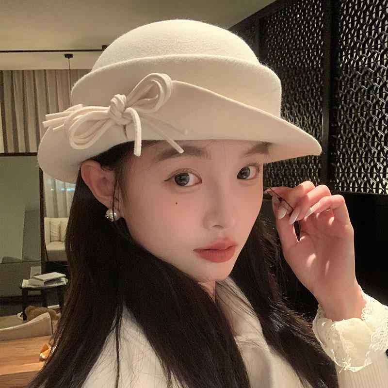 帽子 レディース 秋冬 ウール 漁夫帽 クローシェ ハット あたたかい ふわふわ 小顔効果 かわいい 旅行 お出かけ