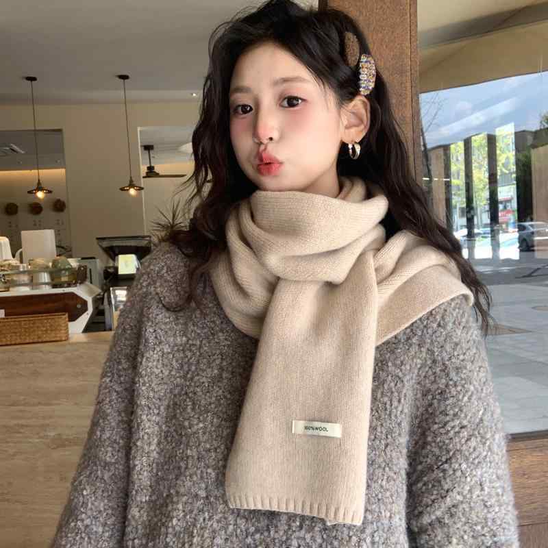 マフラー レディース 秋冬 韓国風 カシミヤ100% ニット 無地 高級感 あったか 防寒 カップル ストール2
