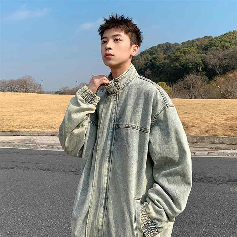 デニムジャケット メンズ 男性用 Gジャン ウォッシュ加工 アメカジ ストリート系 ライトアウター ブルゾン ゆったり 羽織り トップス 春秋