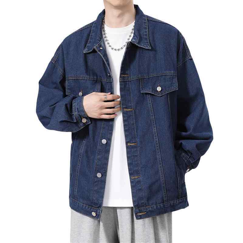 ジャケット 男性用 デニム 春秋 ルーズ 作業着 カジュアル トップス ストリート 接触冷感 高見え 電気メッキ加工