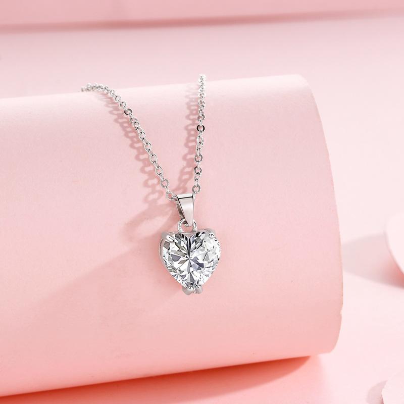 ネックレス レディース 軽奢 キュービックジルコニア シルバー925 ハート ペンダント 普段使い かわいい おしゃれ