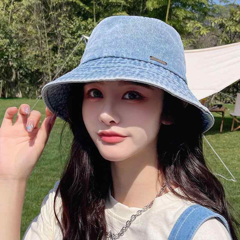 麦わら帽子 レディース 韓国風 春夏 日焼け防止 紫外線対策 デニム ハット 帽子 バケットハット つば広 小顔効果 UVカット かわいい おしゃれ 日よけ 普段使い 旅行2