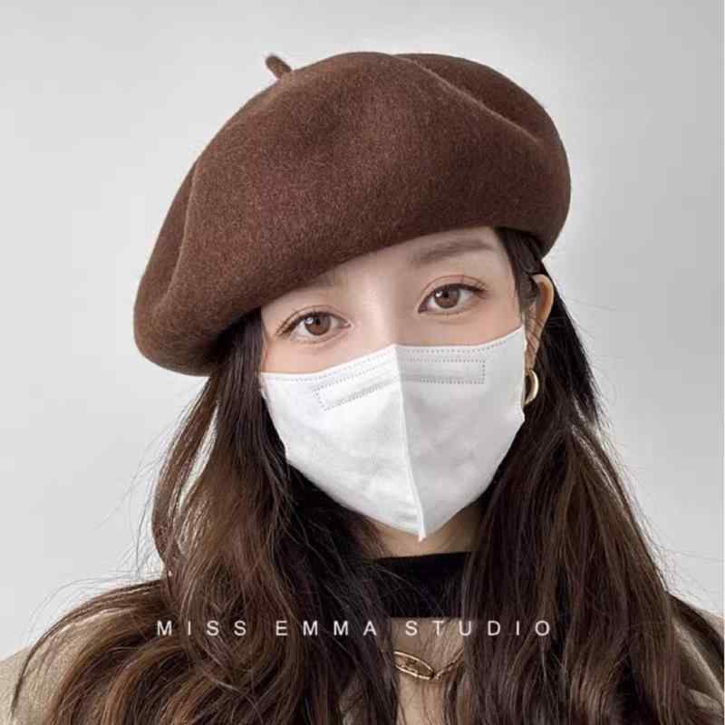 ベレー帽 レディース 秋冬 ウール 帽子 大?囲 深め カフェ色 画家帽 毛・希 暖かい クラシック レトロ2