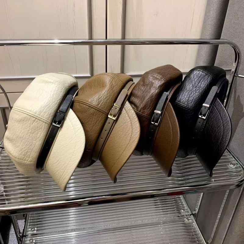 帽子 レディース 秋冬 ベレー帽 レザー 小顔効果 レトロ かわいい 普段使い お洒落
