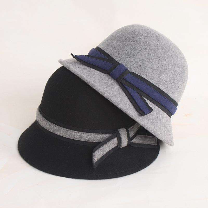 帽子 レディース 秋冬 ウール バケットハット レトロ 羊毛 フェルト ハット 女性用 多色展開 丸トップ 小顔効果 あたたかい2