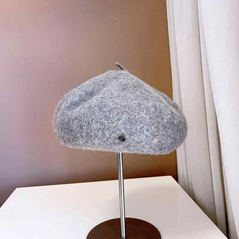 ベレー帽 レディース 冬用 アルパカ混 メタルロゴ 飾り付き 画家帽 南瓜帽 暖かい おしゃれ かわいい 秋冬2