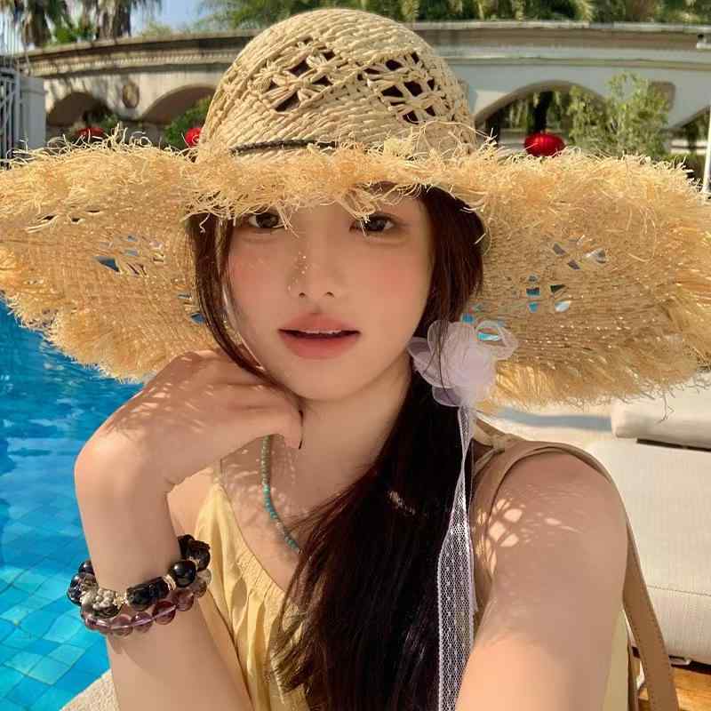 麦わら帽子 レディース 春夏 UVカット 遮陽 紫外線対策 日焼け防止 帽子 ハット つば広 リゾート 海 旅行 かわいい おしゃれ2