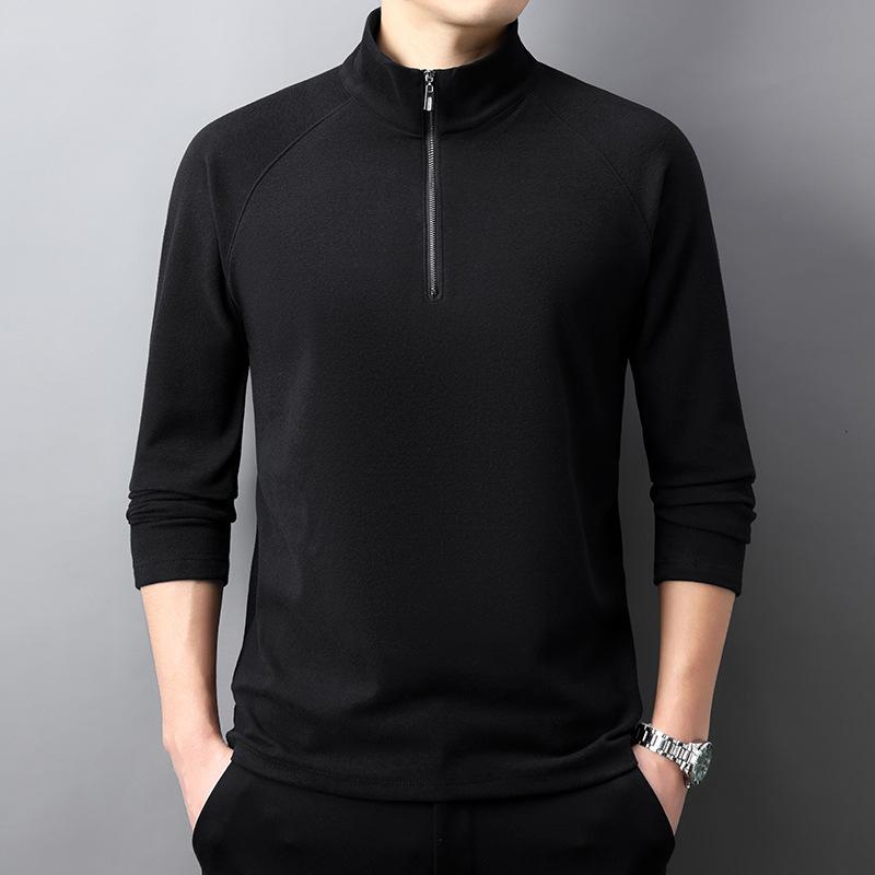 Tシャツ メンズ 男性用 春秋冬 長袖 ハーフジップ 無地 ドイツ製起毛 暖かい カジュアル トップス 普段使い 部屋着