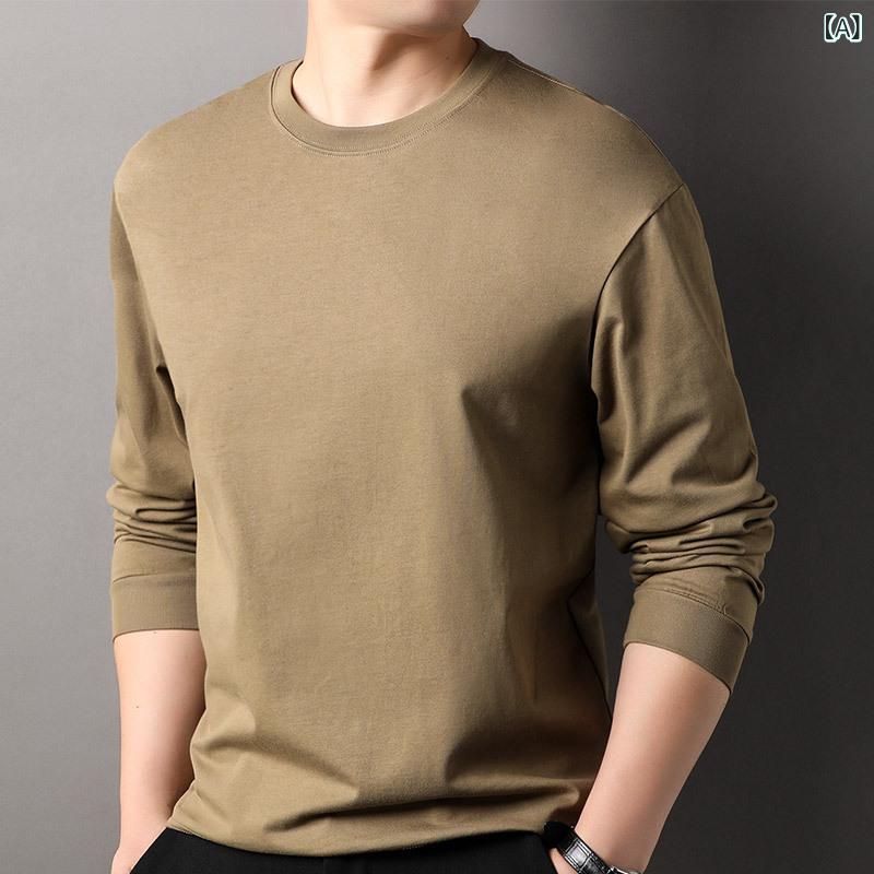 Tシャツ メンズ 男性用 長袖 秋冬 綿100% ヘビーウェイト ニット カットソー プルオーバー