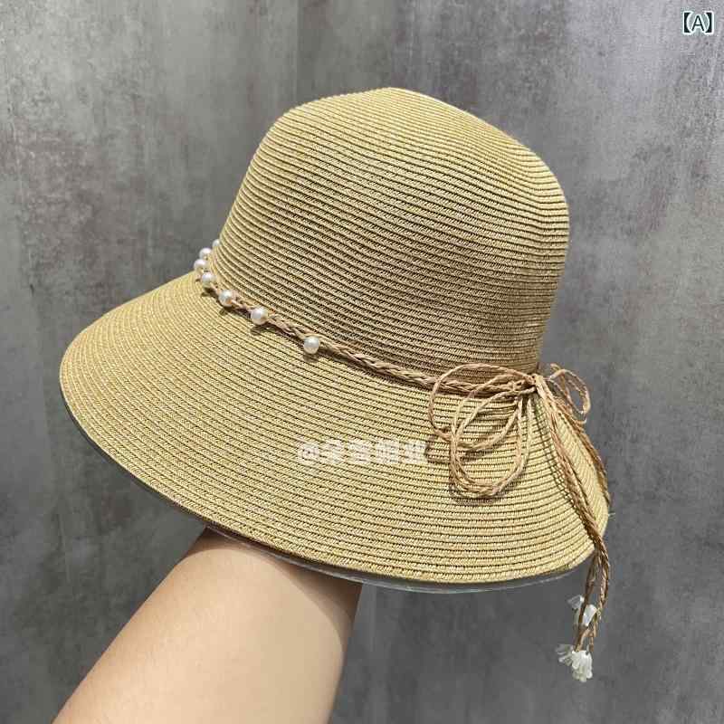 帽子 レディース 春夏 麦わら帽子 つば広 UVカット 折りたたみ 漁夫帽 盆帽 小顔効果 かわいい おしゃれ 日焼け防止 海 アウトドア 旅行2