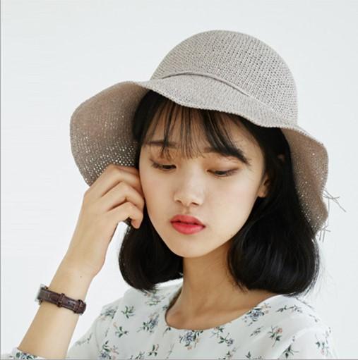 麦わら帽子 レディース 大檐帽子 ビーチ帽子 バケットハット 日焼け防止 折りたたみ可能 韓国 手編み2