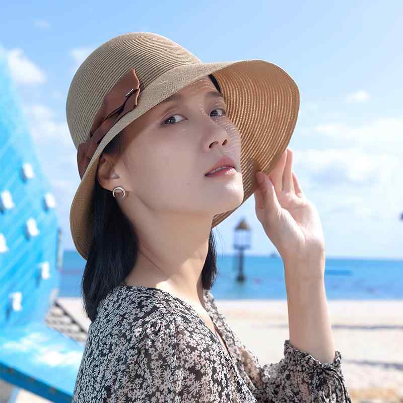 麦わら帽子 レディース 春夏 UVカット 紫外線対策 日焼け防止 ビーチハット 漁師帽 つば広 折りたたみ 遮光 あご紐つき かわいい おしゃれ