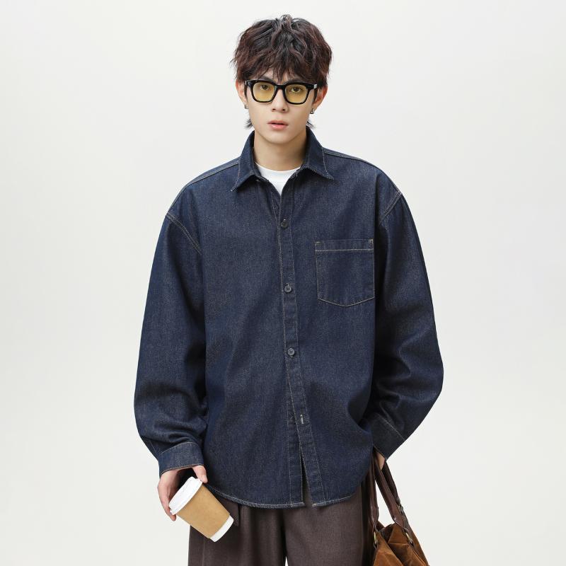 シャツ メンズ 男性用 長袖 秋冬 日本製 ウォッシュ加工 デニムシャツ デニム ジャケット ゆったり カジュアル
