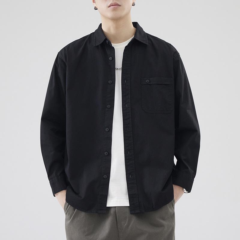 シャツ メンズ 男性用 長袖シャツ カジュアルシャツ レトロ 高級感 純綿 ホワイト 白 シャツ ジャケット アウター