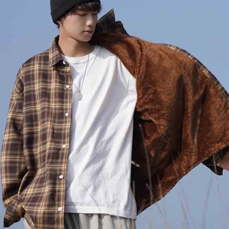 シャツ メンズ 長袖 チェック柄 カジュアル 日系 港風 ゆったり 学生 アウター トップス