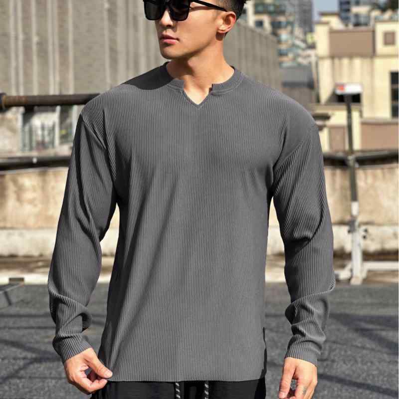 Tシャツ メンズ 男性用 秋冬 トップス ラウンドネック トレーナー スポーツ ストリート 流行 ビッグシルエット ゆったりサイズ 筋肉 Vネック