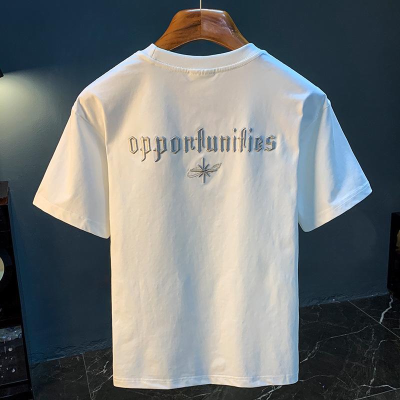 Tシャツ 男性用 夏物 薄手 大きいサイズ 速乾性 通気性 トップス 百搭 カジュアル 半袖 重工刺?