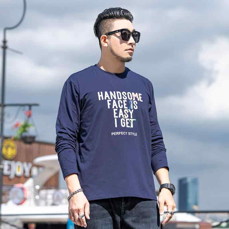Tシャツ 男性用 大きいサイズ ゆったり アルファベット柄 プリント カジュアル 丸首 トップス 秋冬2