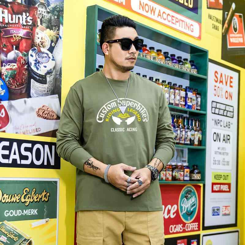Tシャツ 男性用 大きいサイズ メンズ トップス 長袖 ゆったり アルファベット柄 プリント2
