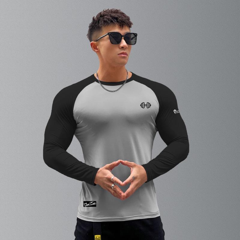 Tシャツ 男性用 トップス 切り替え 伸縮性 スポーツ ランニング トレーニング 長袖 秋冬2
