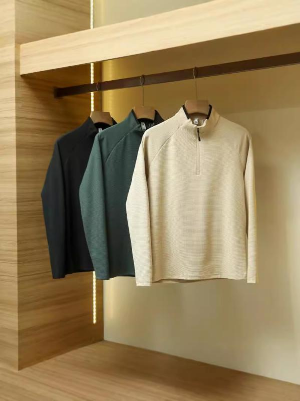 Tシャツ メンズ 男性用 長袖 ハーフジップ ビジネスカジュアル トップス アーバン 立襟 インナー アウトドア 伸縮性 吸湿速乾