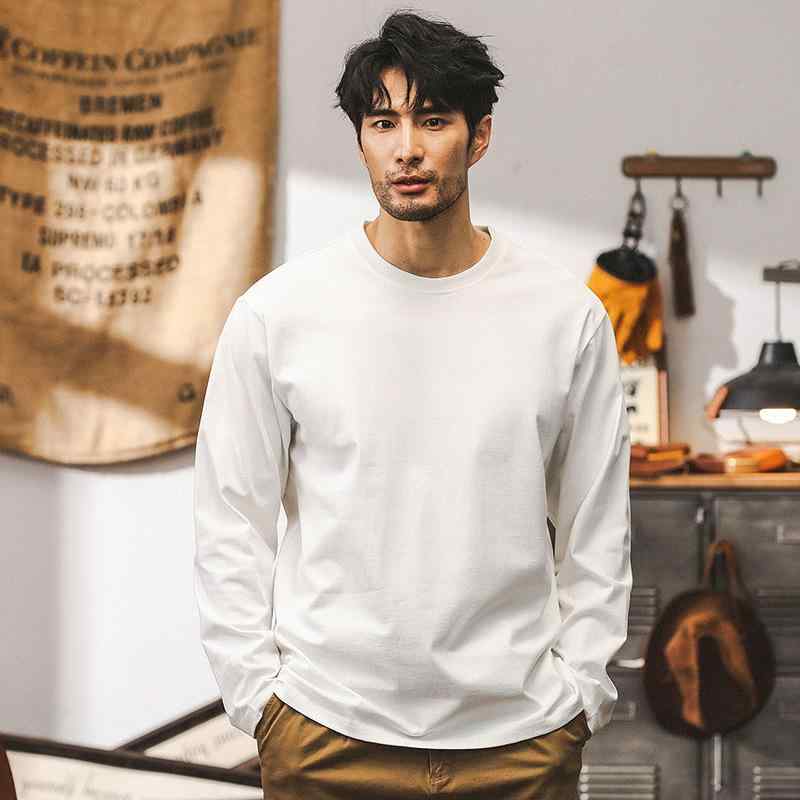 Tシャツ 男性用 長袖 レトロ ヘビーウェイト 厚手 ルーズ トップス カットソー
