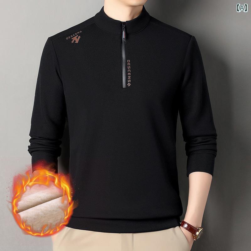 スウェット メンズ 男性用 秋冬 長袖 裏起毛 ハーフジップ プルオーバー Tシャツ カットソー トップス あったか 暖かい 防寒