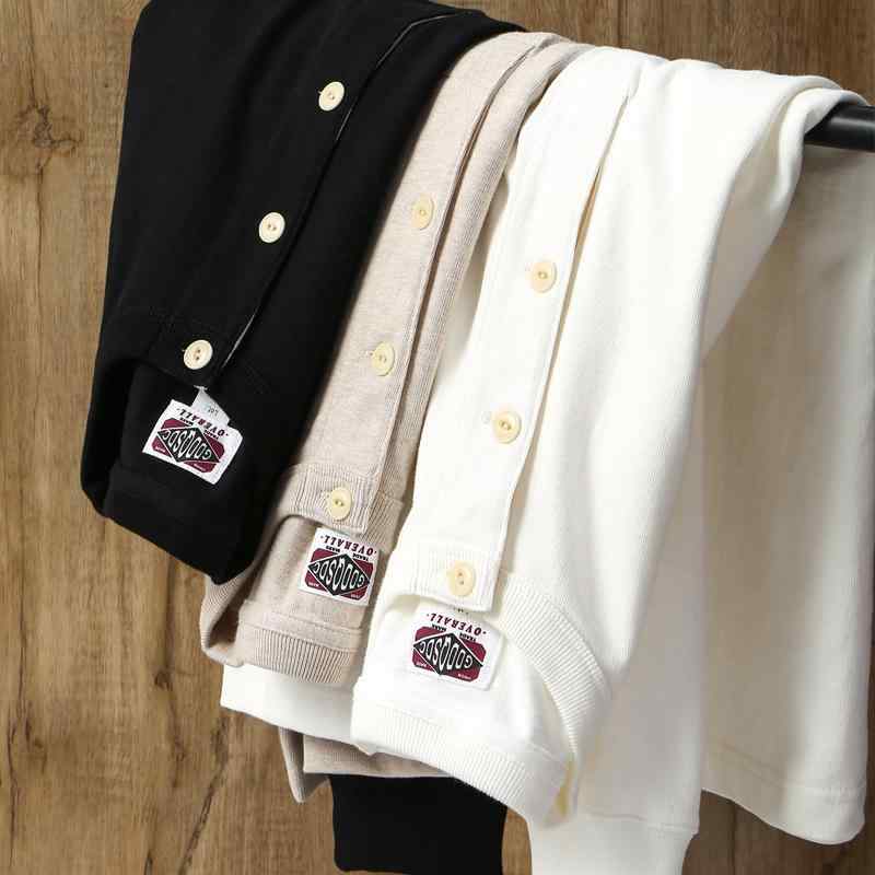 Tシャツ メンズ 男性用 ヘンリーネック トップス 長袖 厚手 無地 綿 コットン 丈夫 ワーク シンプル アメカジ カジュアル 秋冬