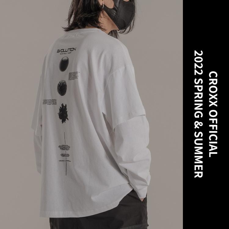 Tシャツ 男性用 長袖 ルーズシルエット 切り替え コットン トップス 普段使い 部屋着2