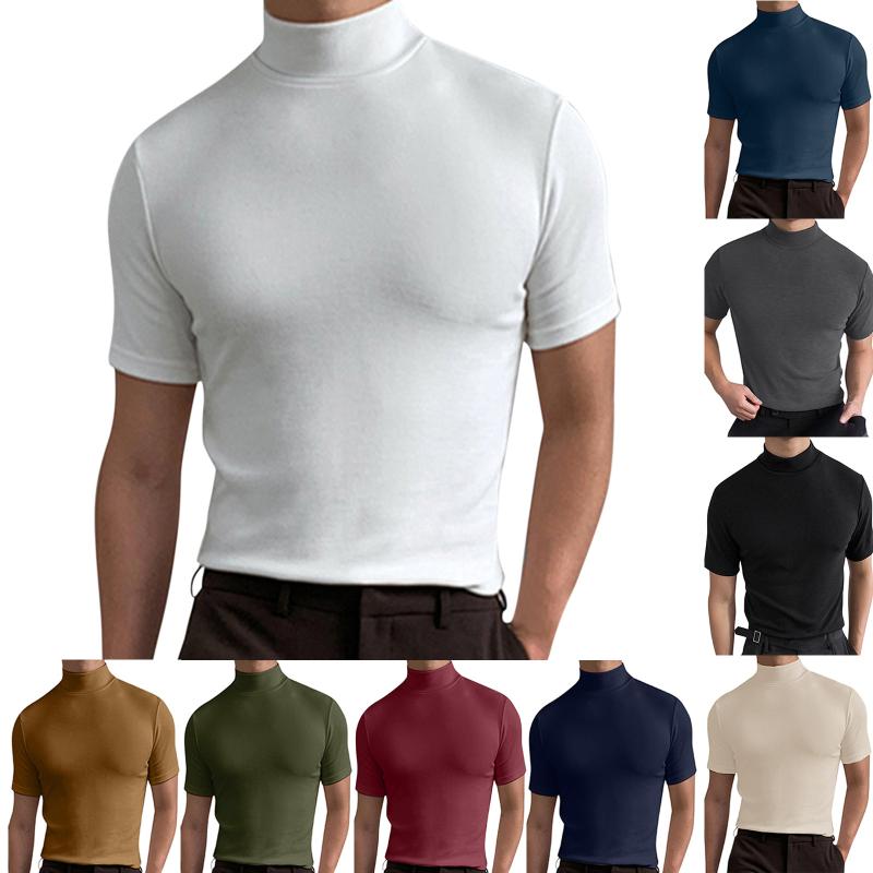 Tシャツ メンズ 男性用 秋冬 ハイネック 長袖 トップス カットソー インナー 無地 普段使い2