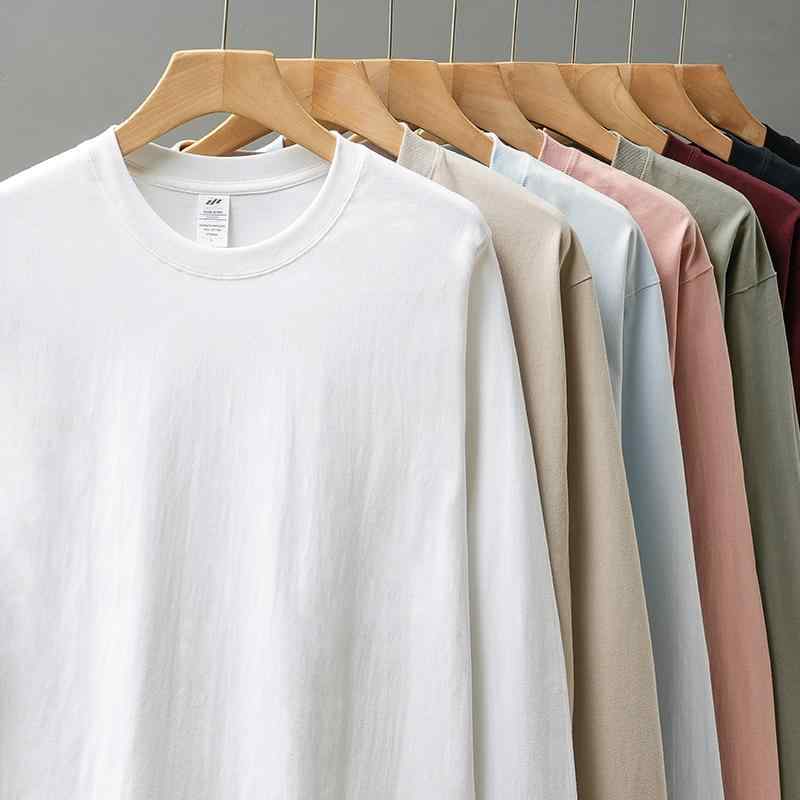 Tシャツ メンズ 男性用 長袖 新疆綿 春秋 ゆったり ラウンドネック トレーナー 白 インナーシャツ 通気