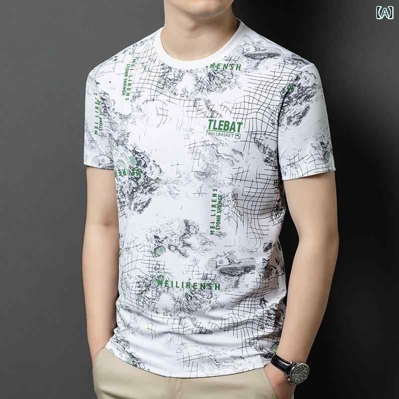 Tシャツ メンズ 男性用 長袖 トレーナー プリント トップス カットソー インナー ミドルエイジ 吸湿速乾