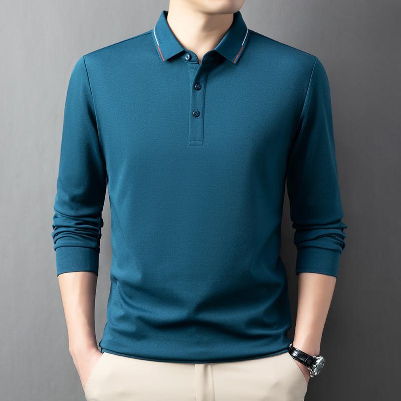 Tシャツ メンズ 男性用 長袖 春物 襟付き ビジネス カジュアル プルオーバー トップス 紳士用 シワになりにくい 豪華感