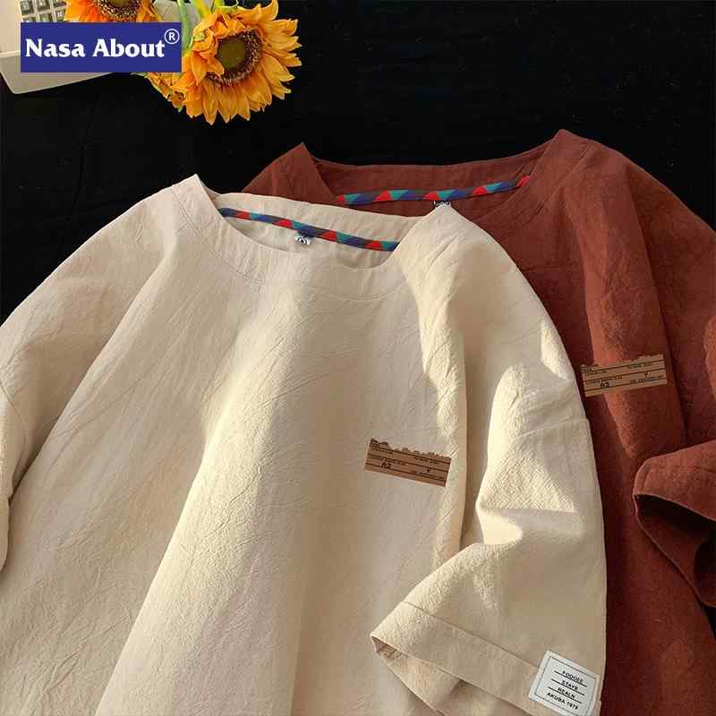 Tシャツ 男性用 NASA 再生繊維 ラウンドネック ビッグシルエット トップス メンズ 春夏 半袖 接触冷感 ?松 普段使い 部屋着