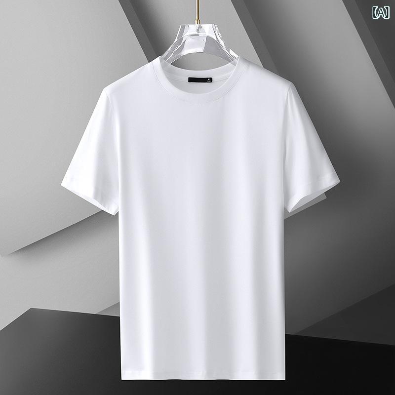 Tシャツ 男性用 50双糸 長袖 綿 トップス 夏 接触冷感 無地 ゆったり 通気性