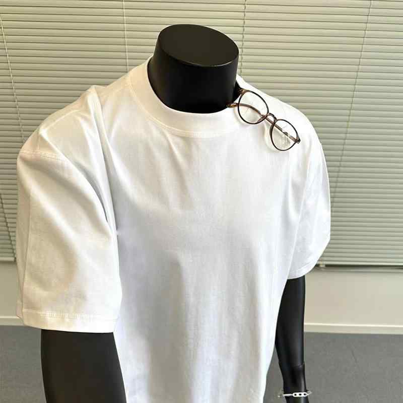 Tシャツ 男性用 ゆったり オーバーサイズ ドロップショルダー 小さめネック 無地 厚手 カットソー 普段使い