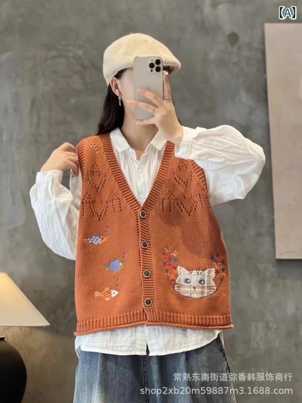 ニット レディース 秋冬 レイヤード ニットベスト 女性用 トップス チョッキ ノースリーブ アウター 羽織り 重ね着 かわいい カジュアル2
