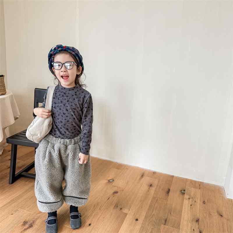 Tシャツ キッズ 冬 長袖 ベルベットタッチ ハイネック カットソー 男女兼用 子供服 普段着 秋冬2