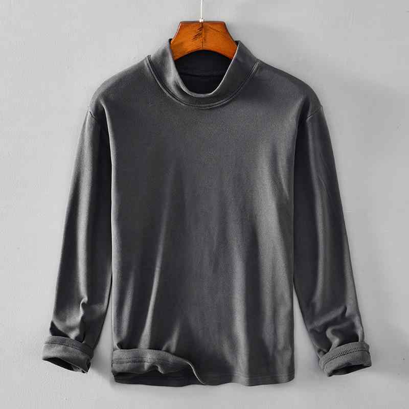 Tシャツ メンズ 男性用 秋冬 無地 ハーフネック プルオーバー トップス 暖かい 磨毛 起毛 カジュアル 普段使い2