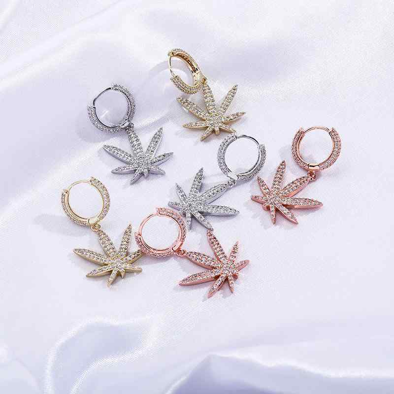 ピアス レディース 女性用 ジルコニア カエデ 楓 イアリング ジュエリー アクセサリー ヒップホップ シンプル おしゃれ 電気メッキ加工