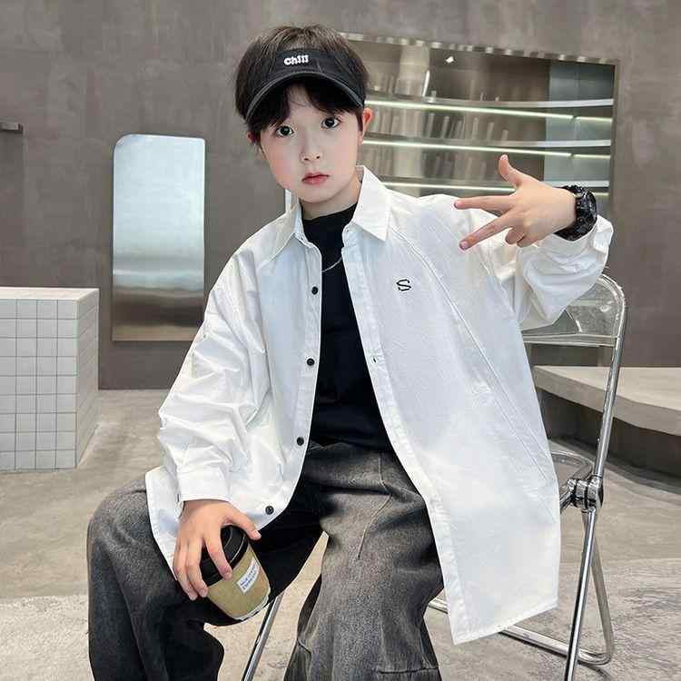 シャツ キッズ 子供服 春物 男の子 コットン 長袖 シャツ アウター トップス