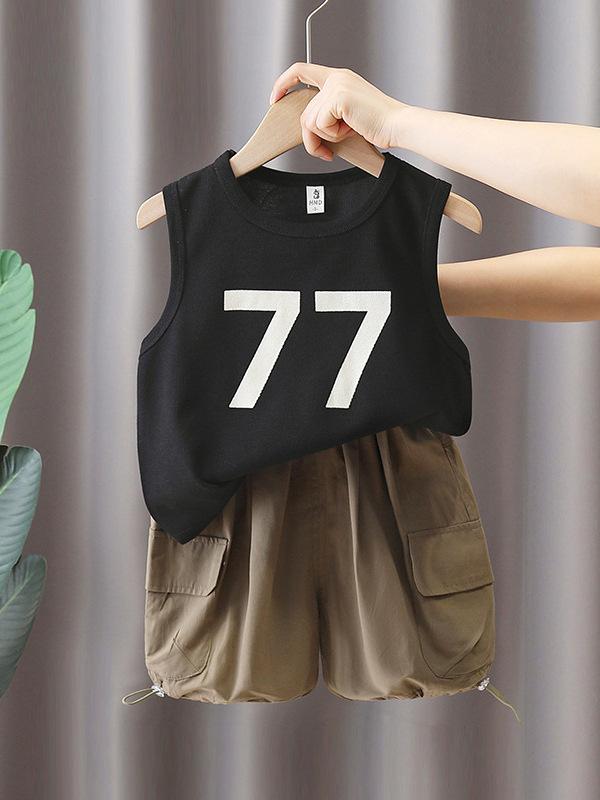 キッズ 男の子 タンクトップ ショートパンツ セットアップ 夏用 子供服 ワークスタイル 上下セット 接触冷感 吸湿速乾