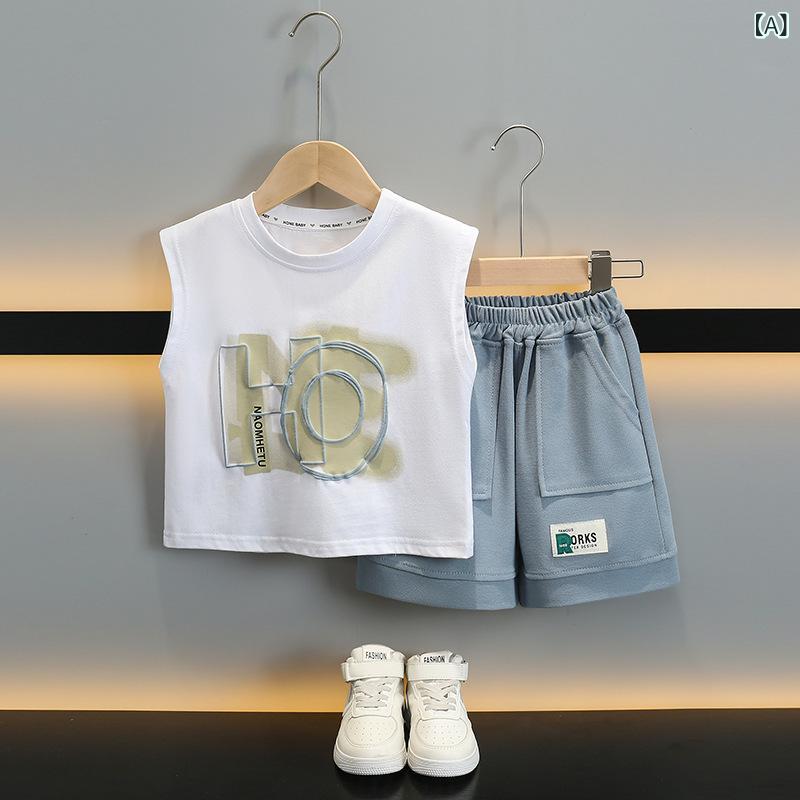 キッズ 男の子 タンクトップ セットアップ 子供服 洋服 スポーティー カジュアル 夏服 接触冷感