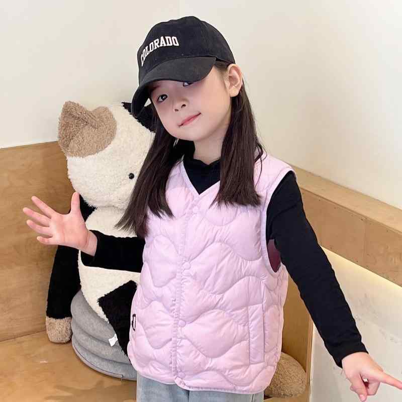 ダウンベスト 子供 キッズ ベビー 男の子 女の子 幼稚園 親子 ペア 薄手 軽量 秋冬 かわいい カラフル