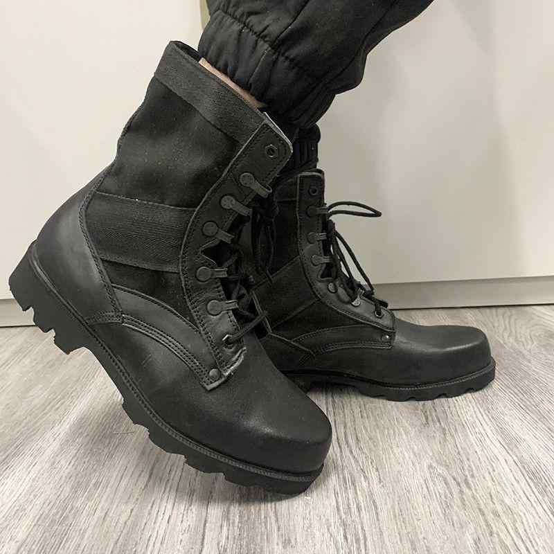 ブーツ メンズ 男性用 牛革 スチールトゥ 耐滑 耐摩耗 マウンテンブーツ ワークブーツ アウトドア 登山 春秋 黒 ブラック