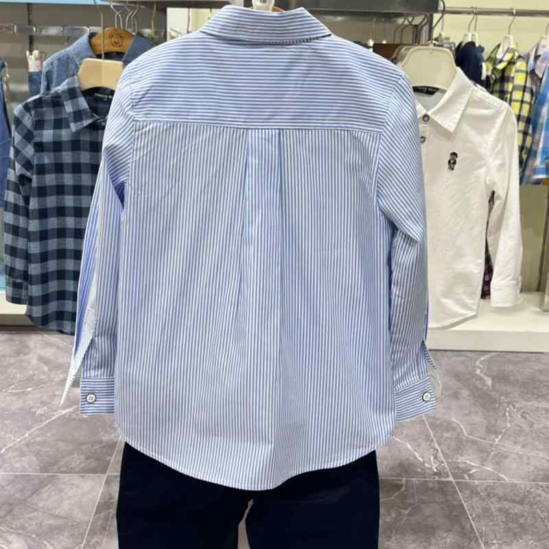 シャツ キッズ 男の子 子供服 長袖 ストライプ柄 コットン 春秋 普段着 かわいい