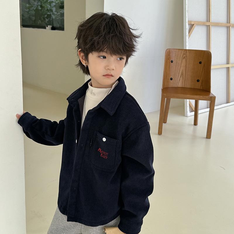 シャツ キッズ 男の子 秋冬 韓国 コーデュロイ 裏起毛 厚手 冬着 防寒 暖かい アウター